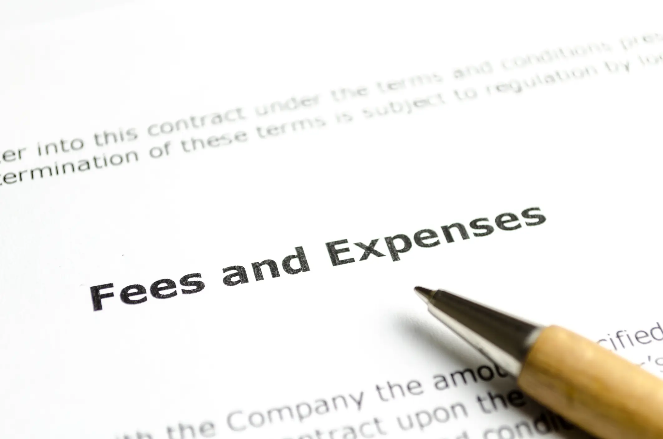 document showing fees and expenses